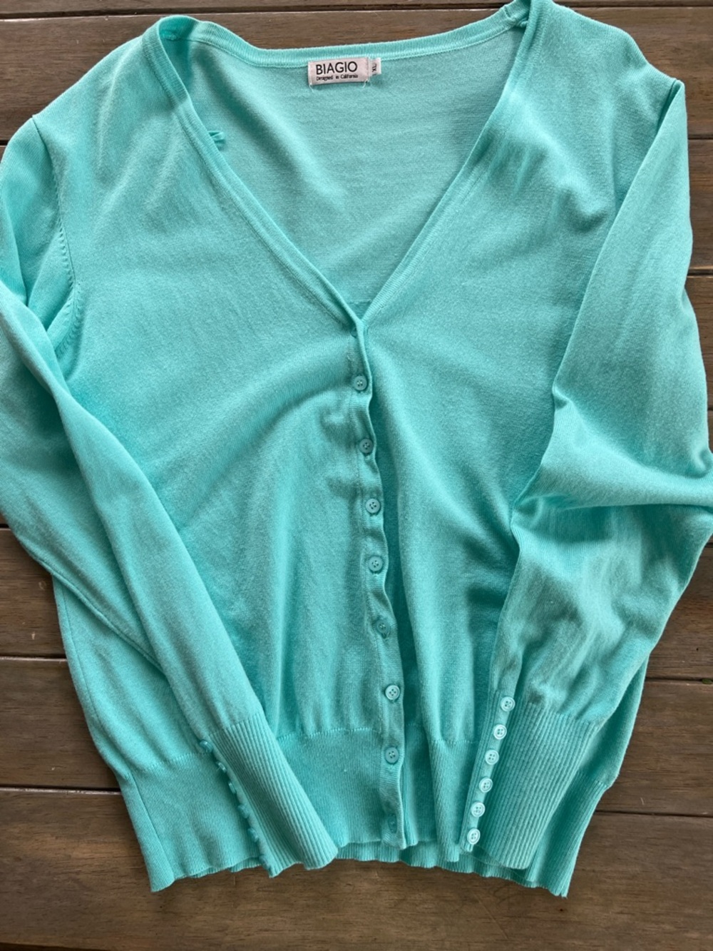 Women's Mint V-Neck Button Front Cardigan